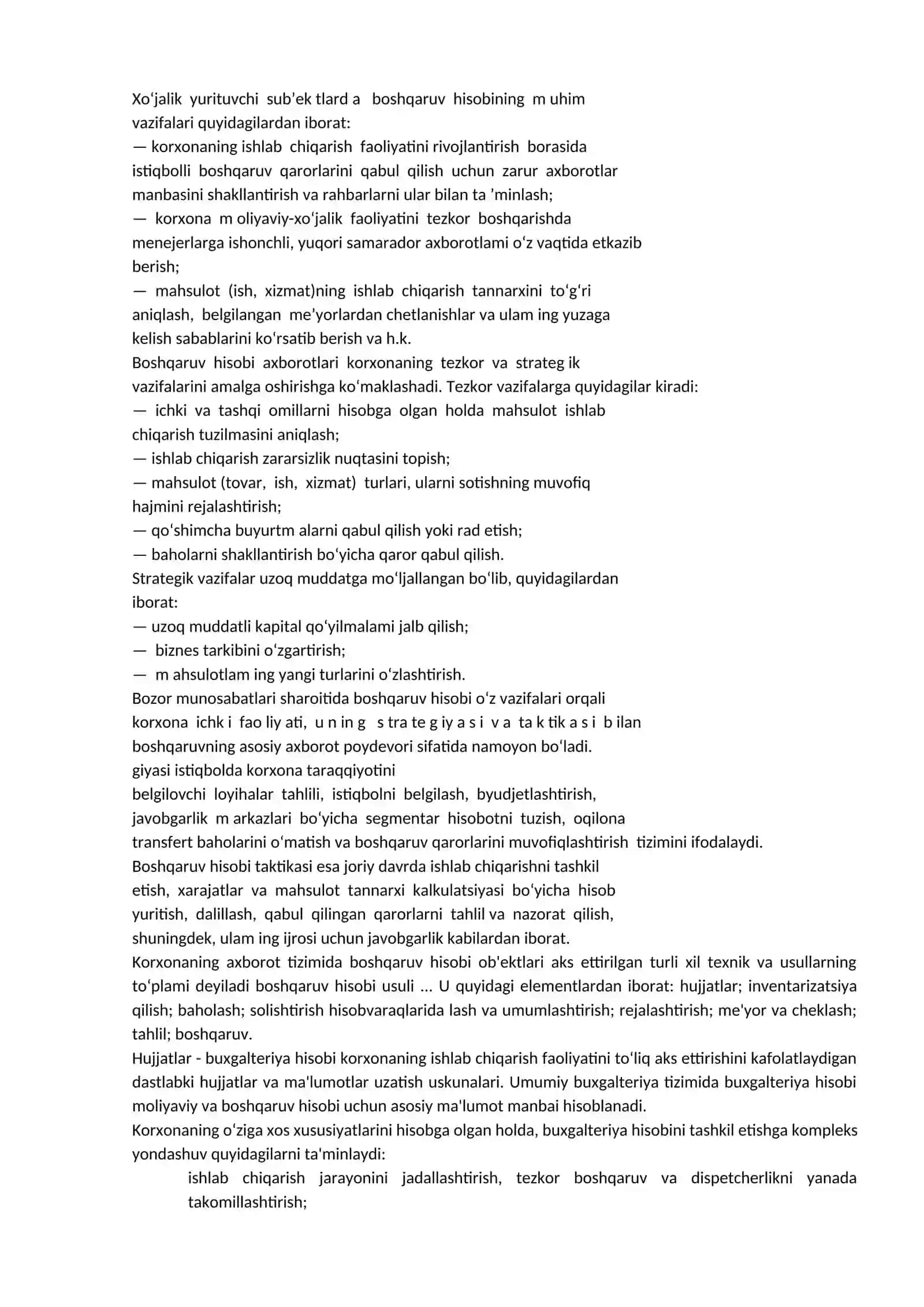 24-mavzu; Boshqaruv hisobining usullari. Boshqaruv hisobini tashkil etishning xuquqiy asoslari. Korxonaning hisob siyosati 3