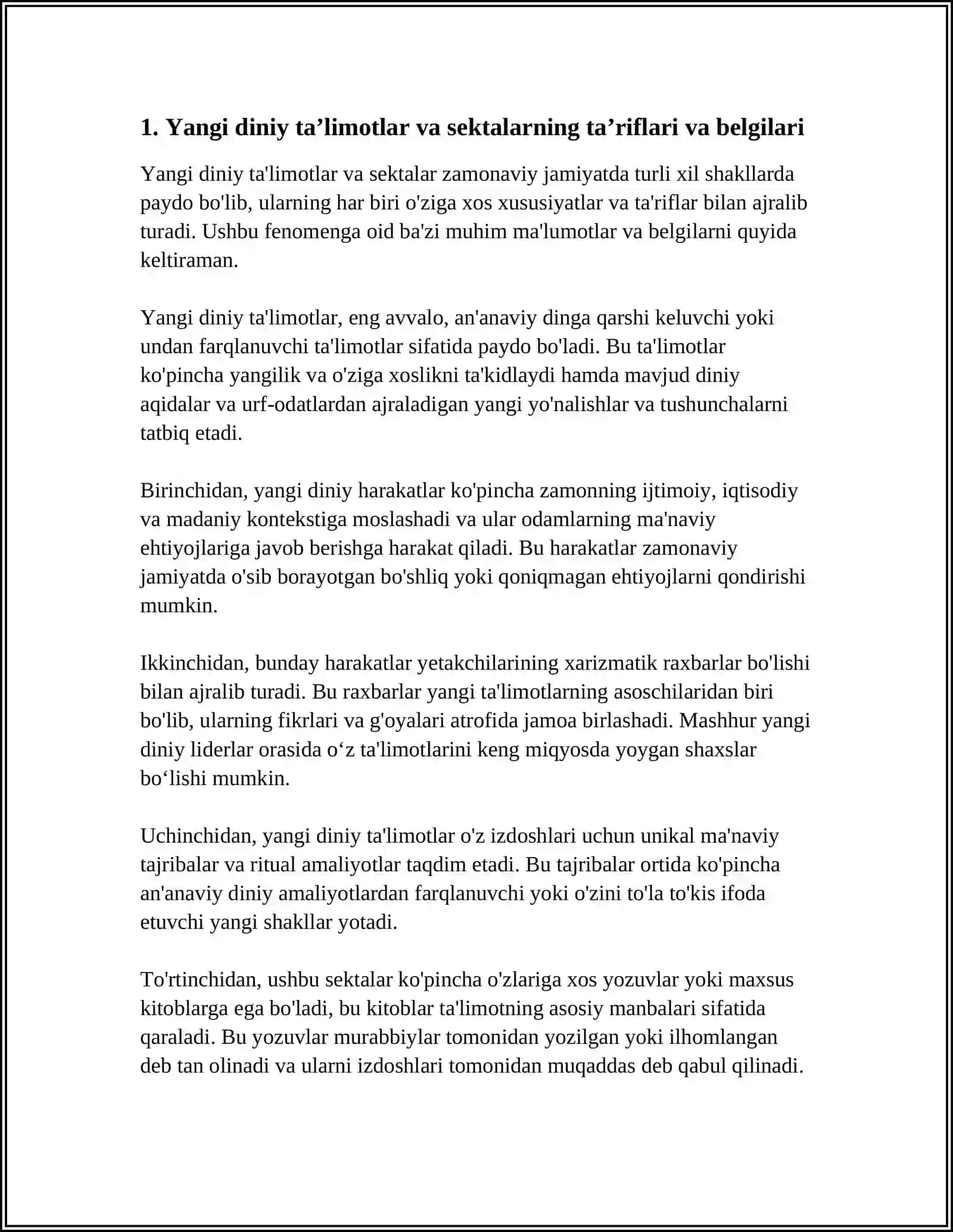 YANGI DINIY TAʼLIMOTLAR VA SEKTALLAR 3