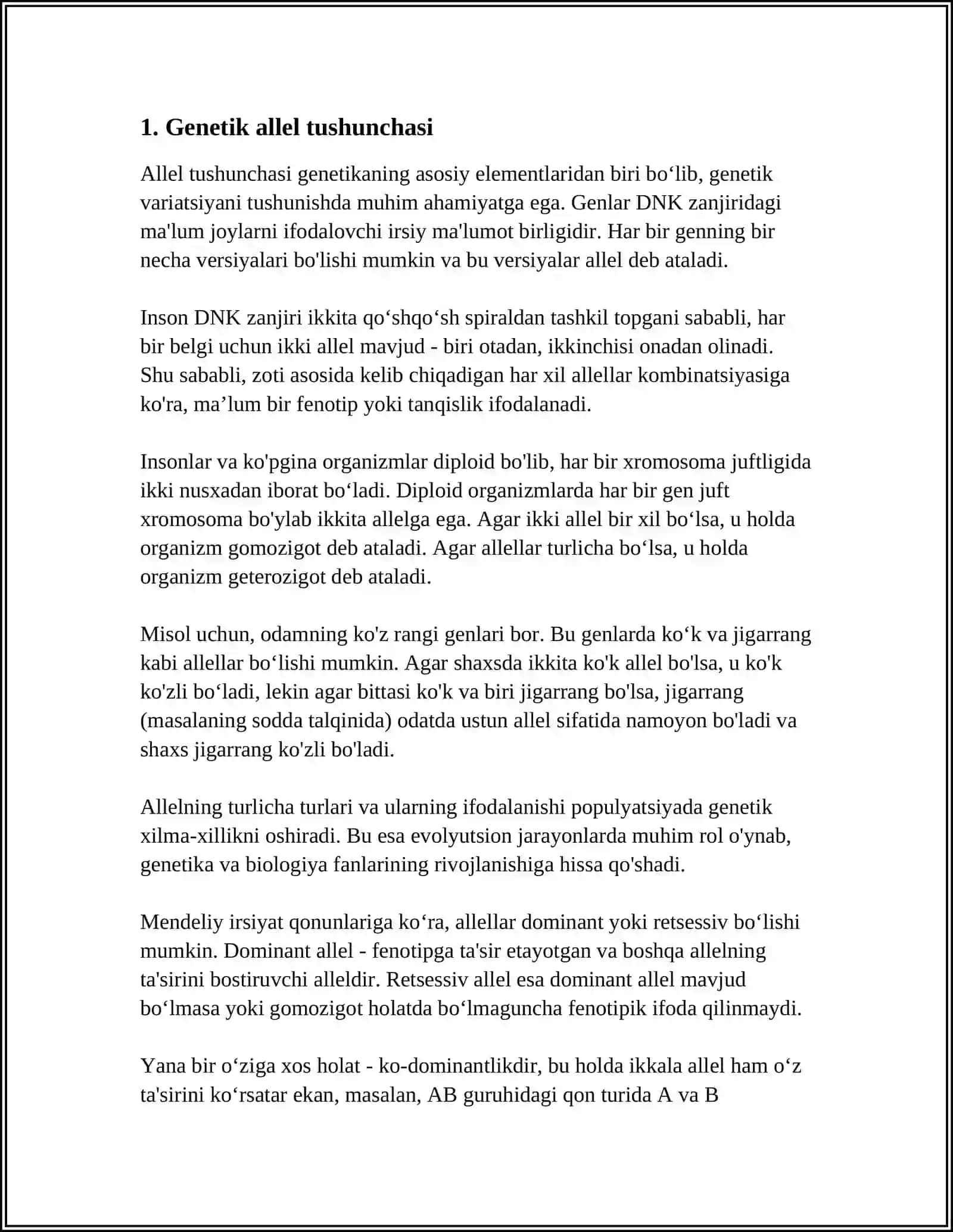 DI VA POLIDURAGAY CHATISHTIRISH. KO'P ALLELLIK. ALLEL BO'LMAGAN GENLARNING O'ZARO TA'SIRI 3
