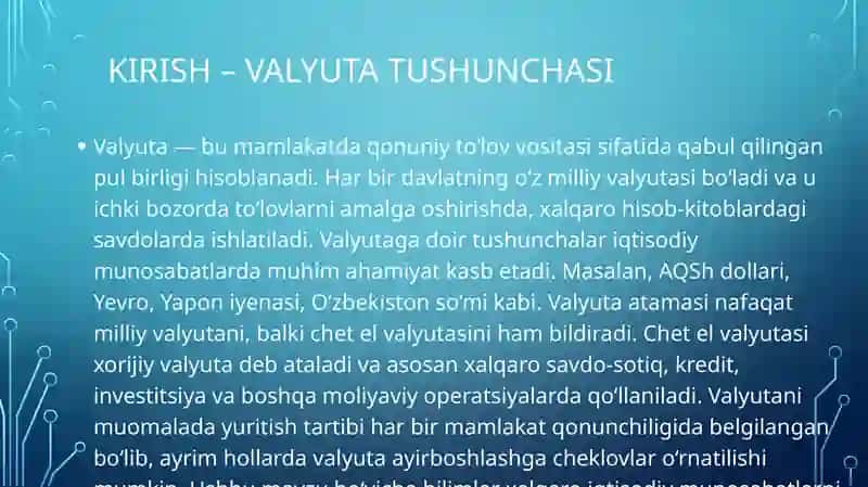 Valyuta va valyuta kursi tushunchasi 3