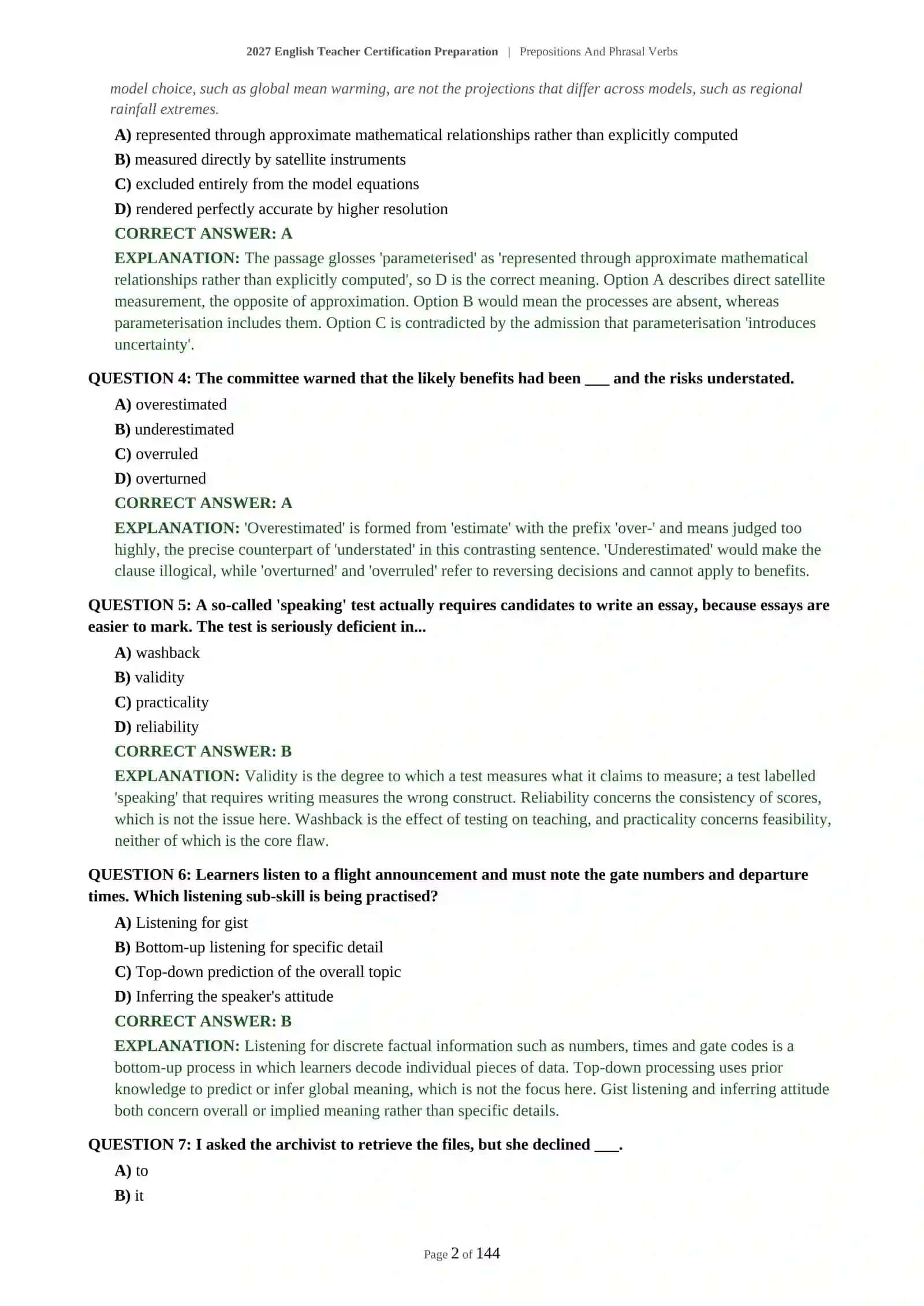Prepositions And Phrasal Verbs Certification Preparation 3