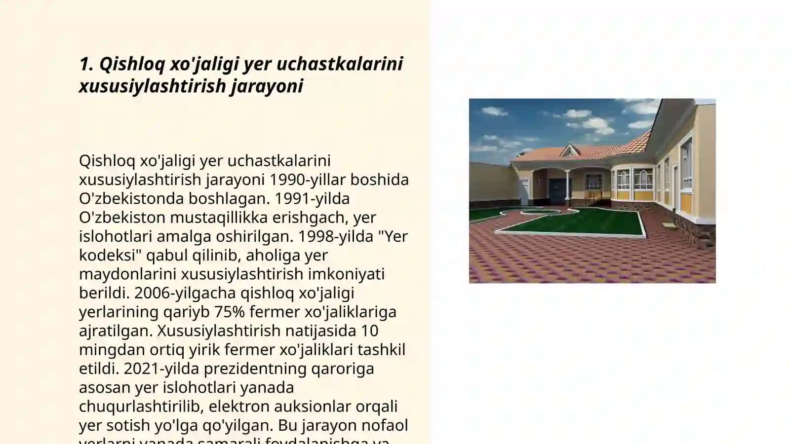 Qishloq xo'jaligiga mo'ljallangan yer uchastkalarini xususiylashtirish 3