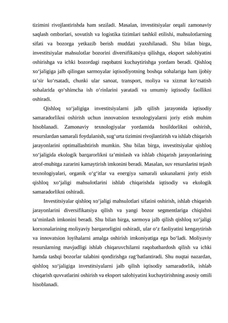 Qishloq xo‘jaligiga investitsiyalarni jalb qilish muammolari 3