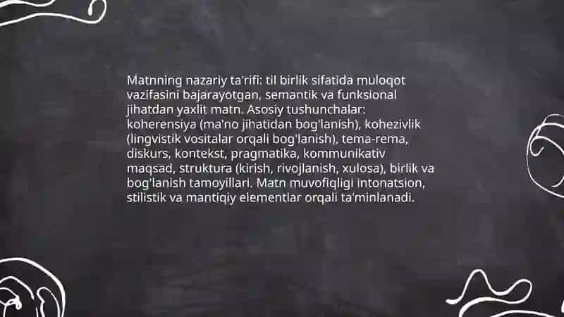 Matnning ta’rifi va birligi masalalari 3