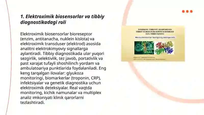 Elektroximik biosensorlar va tibbiy diagnostikadagi roli 3