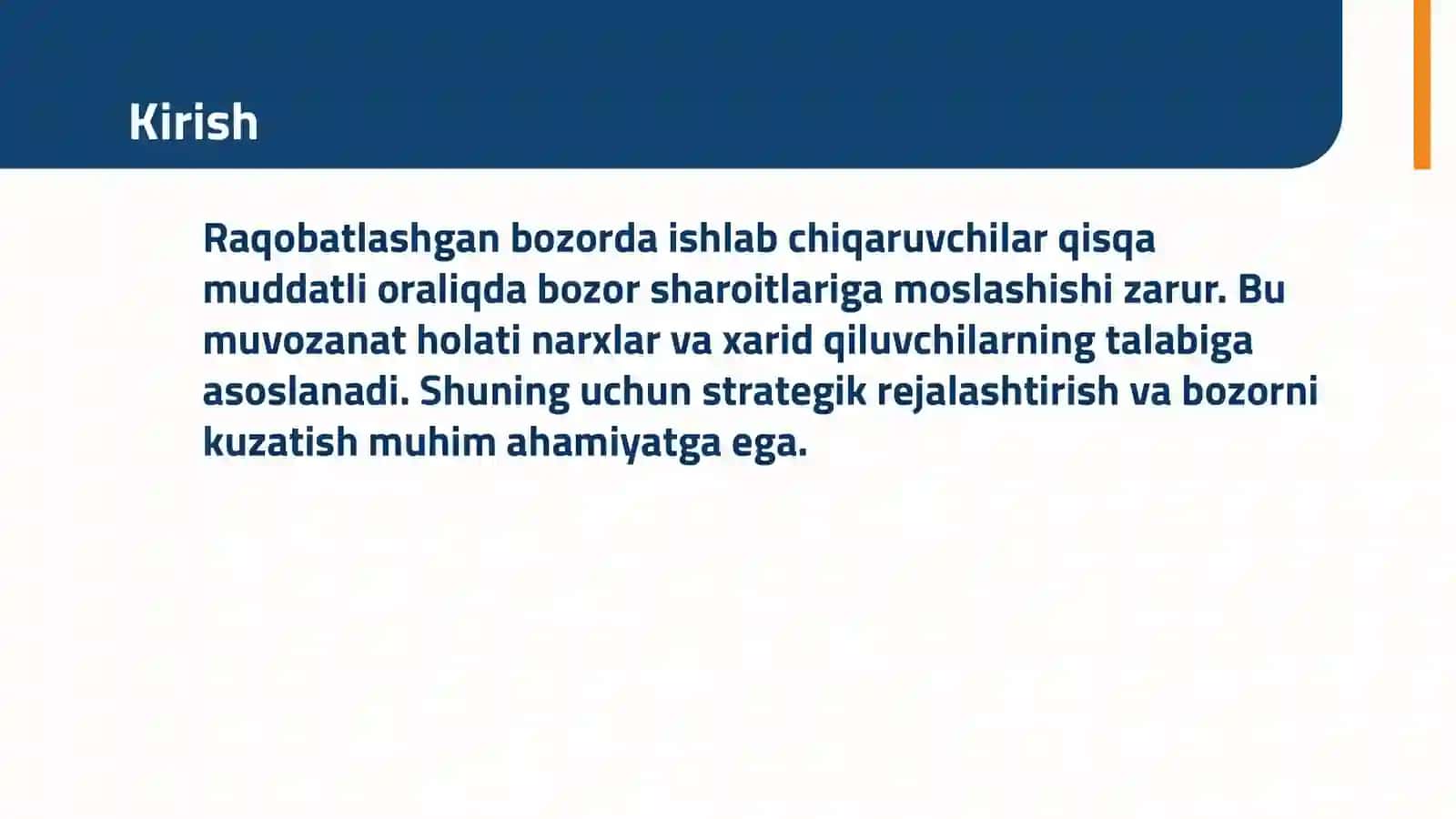 Raqobatlashgan bozorda, qisqa muddatli oraliqda ishlab chiqaruvchining muvozanat holati. 3