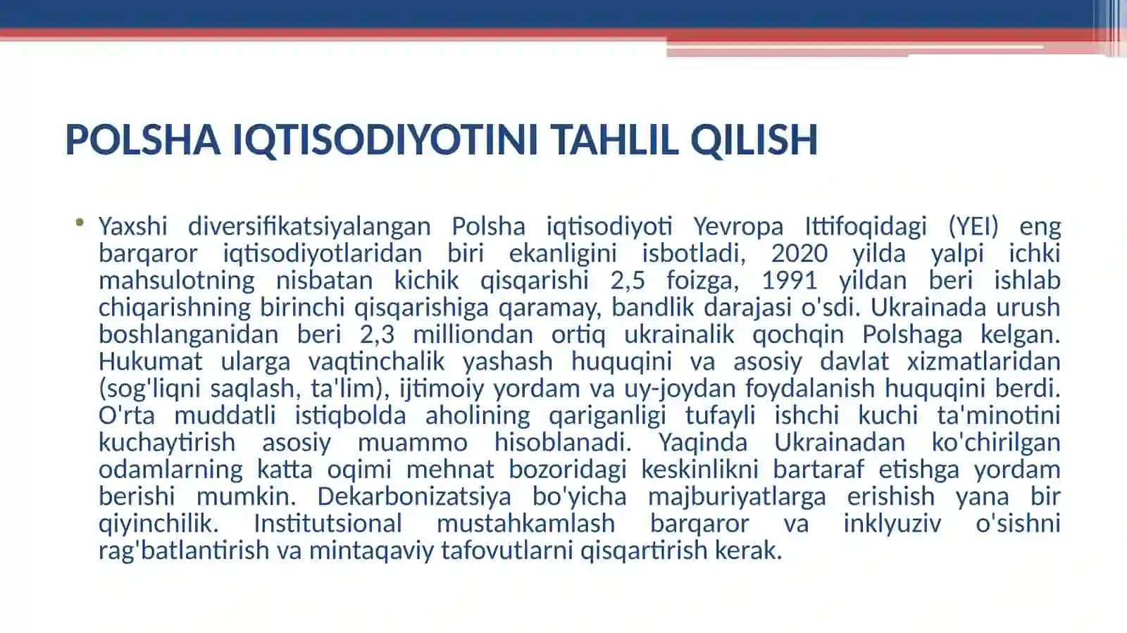POLSHA IQTISODIYOTINI TAHLIL QILISH 3
