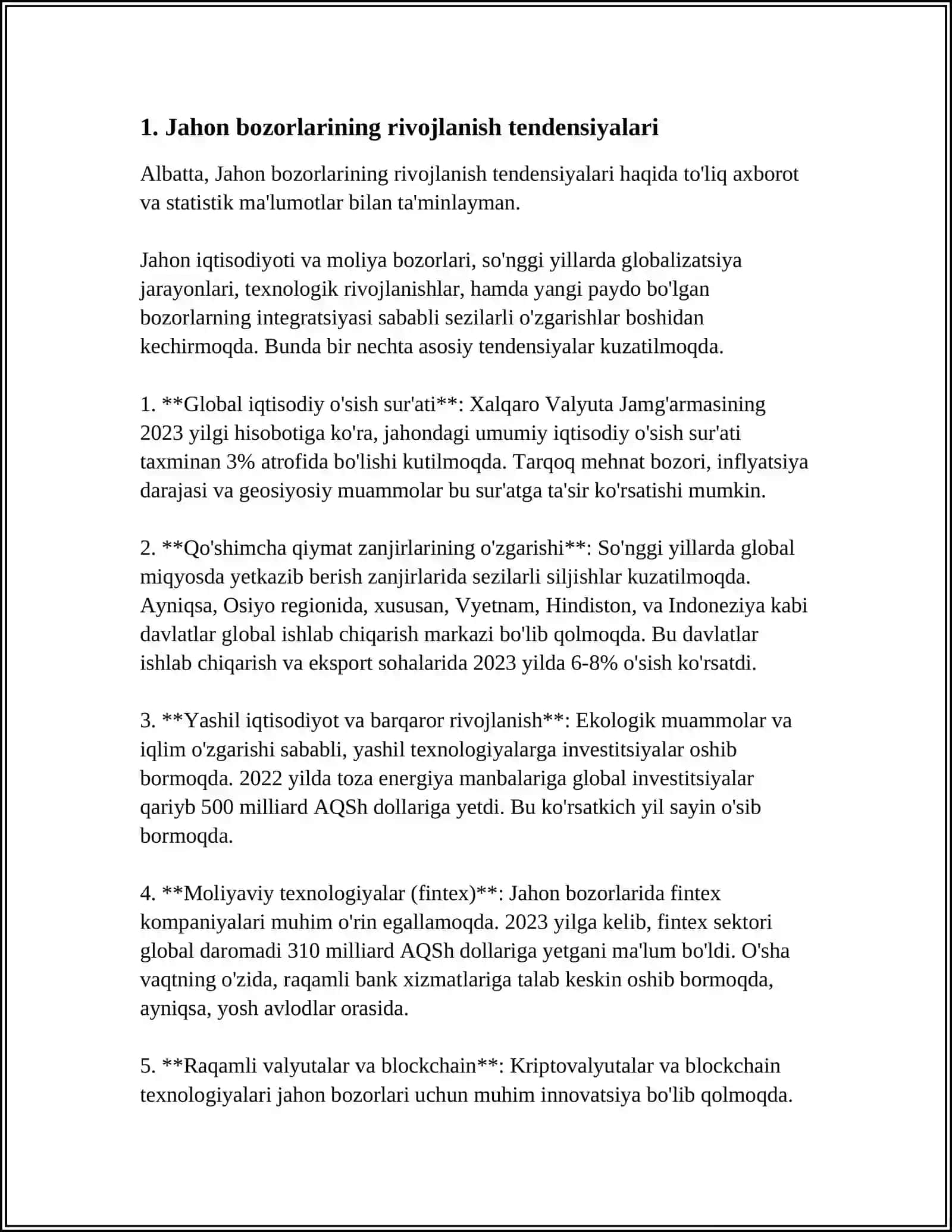 JAHON BOZORI. XALQARO VALYUTA VA KREDIT MUNOSABATLARI 3