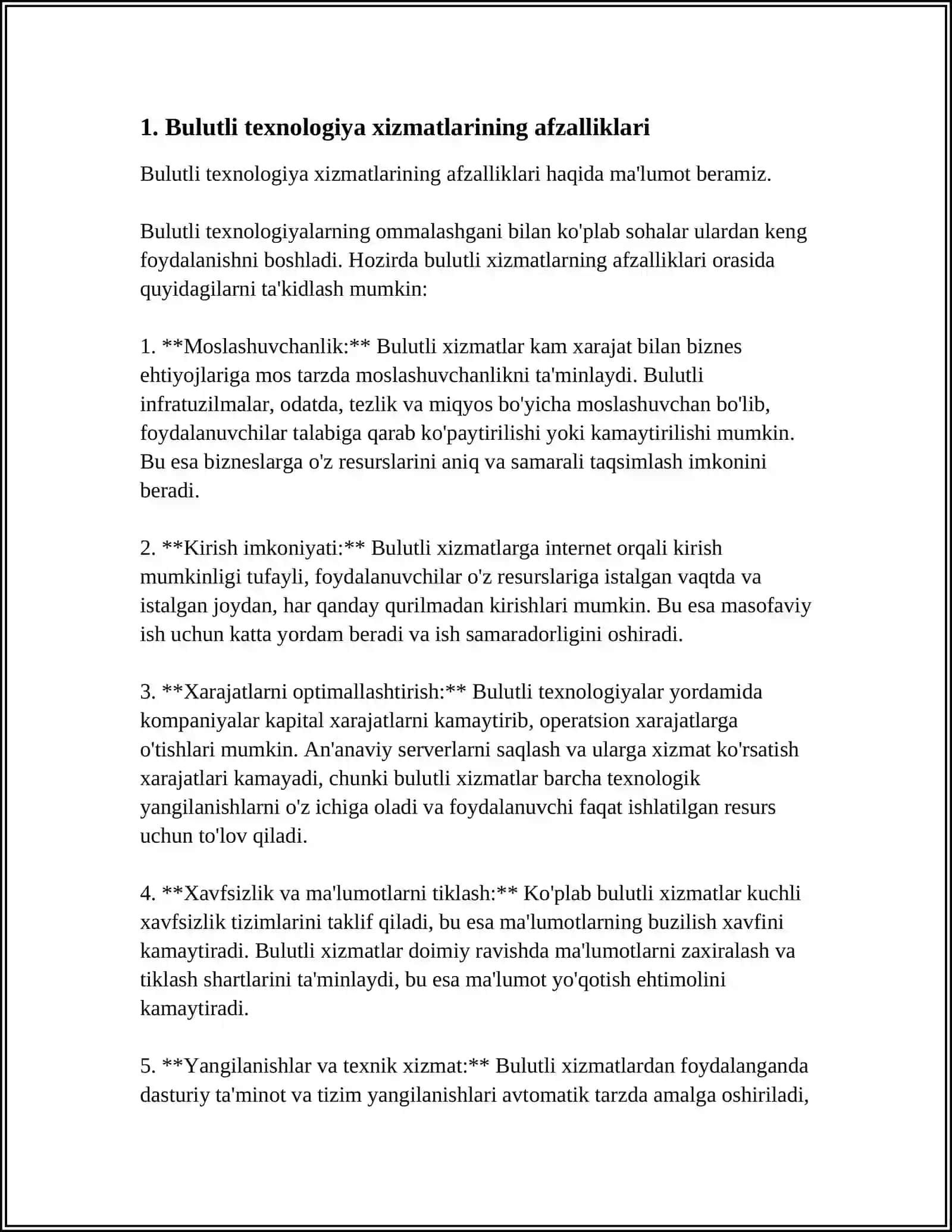 BULUTLI TEXNOLOGIYA XIZMATLARIDAN FOYDALANISH 3