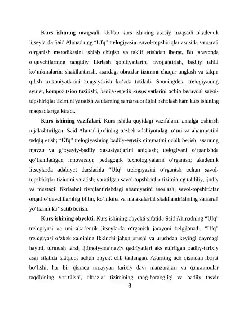 "Said Ahmadning “Ufq” trelogiyasini savol-topshiriqlar asosida o‘rganish" 3