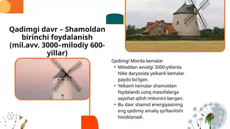 Shamol energiyasidan foydalanishning tarixiy bosqichlari 3