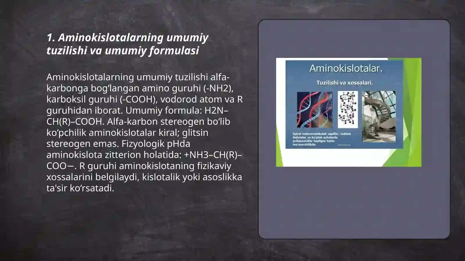 Aminokislotalar va ularning fizikaviy xususiyatlari 3