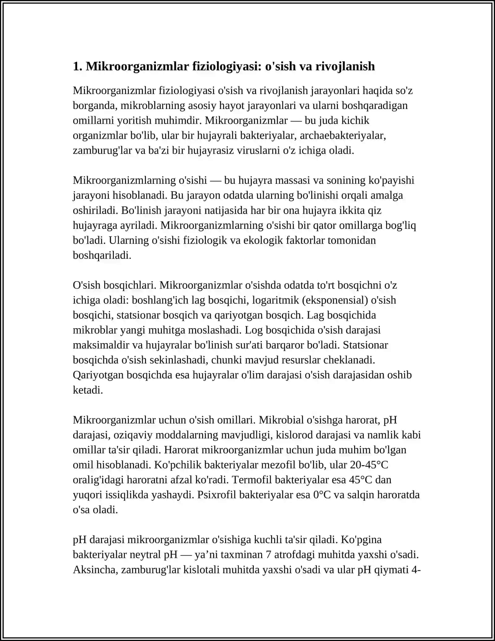 MIKROORGANIZIMLAR FIZIOLOGIYASI. UMUMIY VIRUSOLOGIYA. BAKTERIOFAGLAR 3
