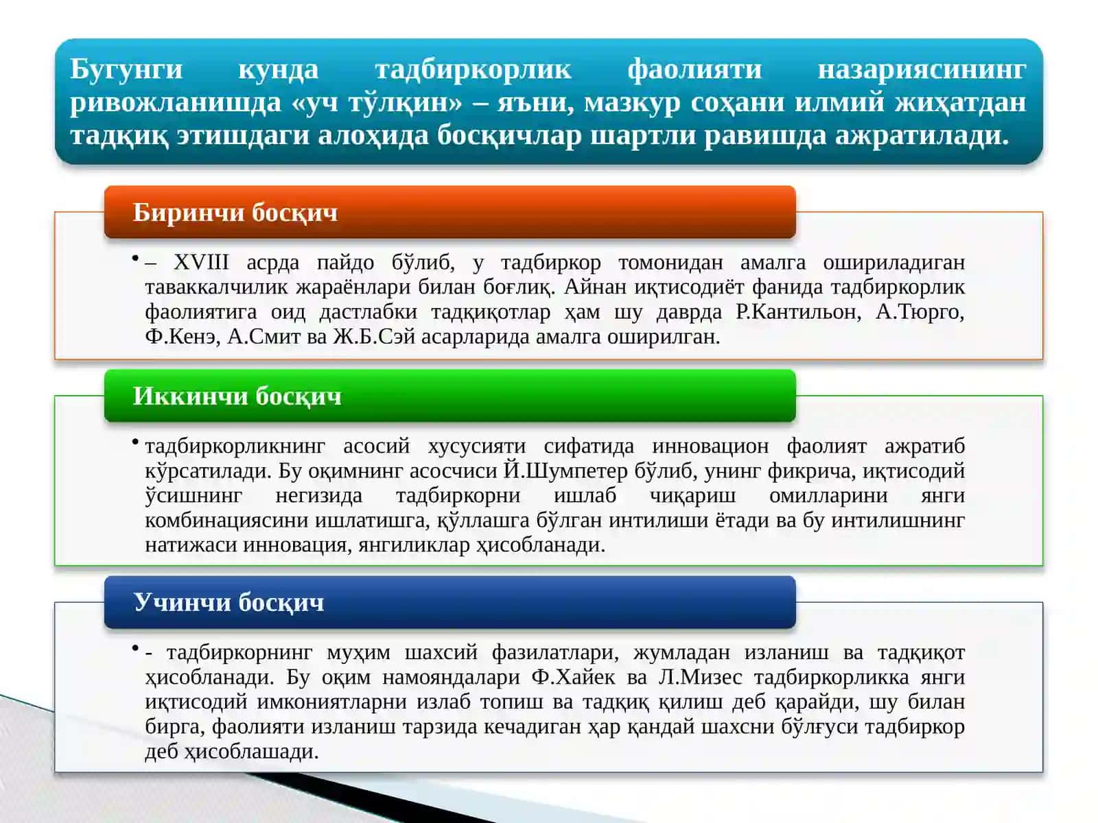 ТАДБИРКОРЛИК ФАОЛИЯТИ. ТАДБИРКОРЛИК КАПИТАЛИ ВА УНИНГ АЙЛАНИШИ 3