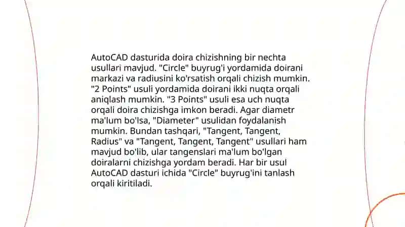 AutoCAD dasturida geometrik shakllar bilan ishlash usullari 3