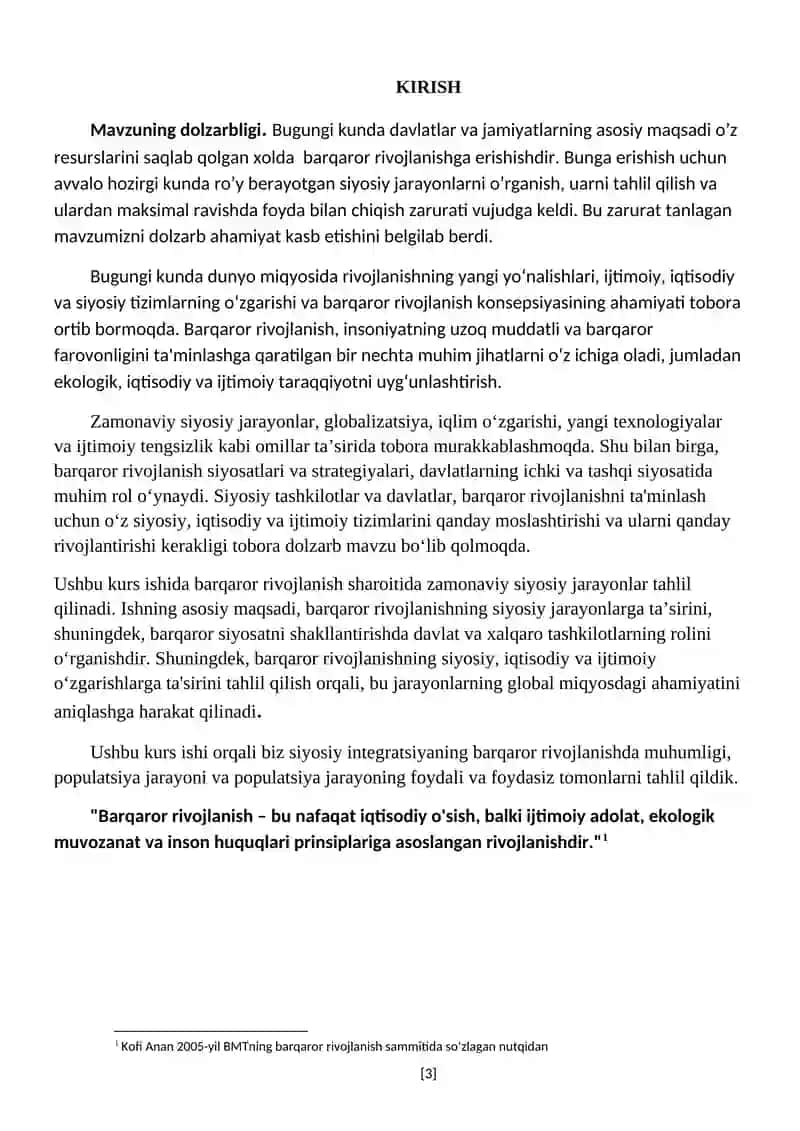 BARQAROR RIVOJLANISH SHAROITIDA ZAMONAVIY SIYOSIY JARAYONLAR 3