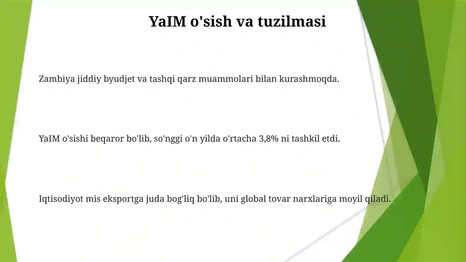 Zambiya Makroiqtisodiy Ko'rsatkichlar va Tahlil 3