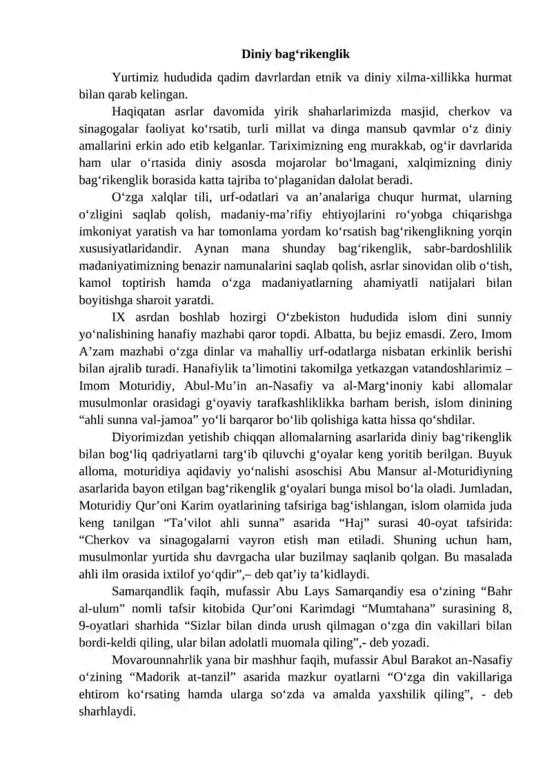 Diniy bag‘rikenglik, tolerantlik – xalqlar do‘stligining muhim poydevori 3