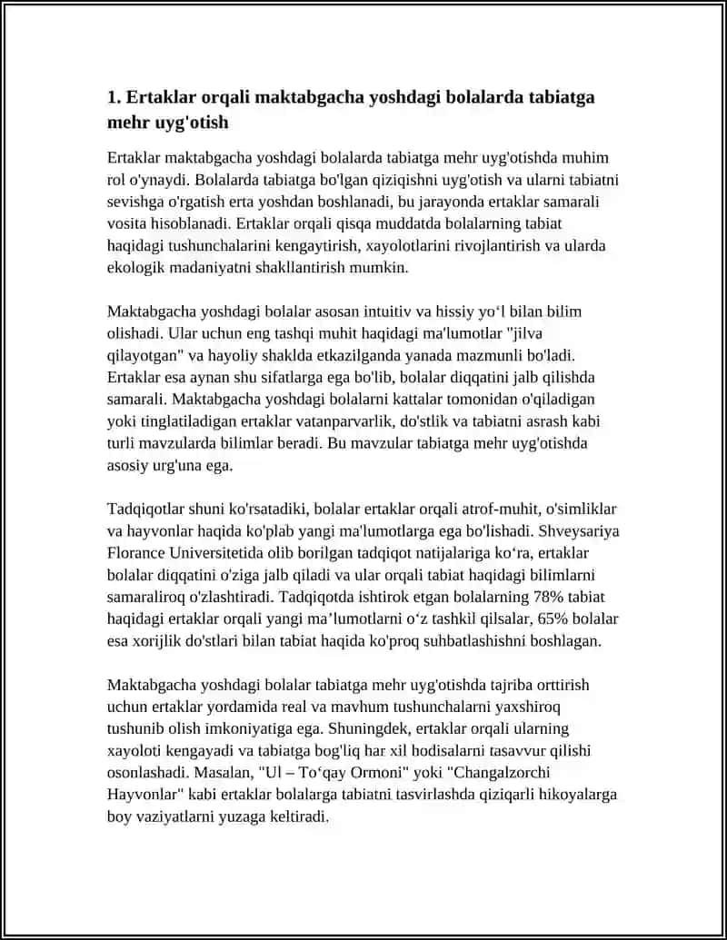 MAKTABGACHA YOSHDAGI BOLALARGA ERTAKLAR ASOSIDA EKOLOGIK TARBIYA BERISH 3