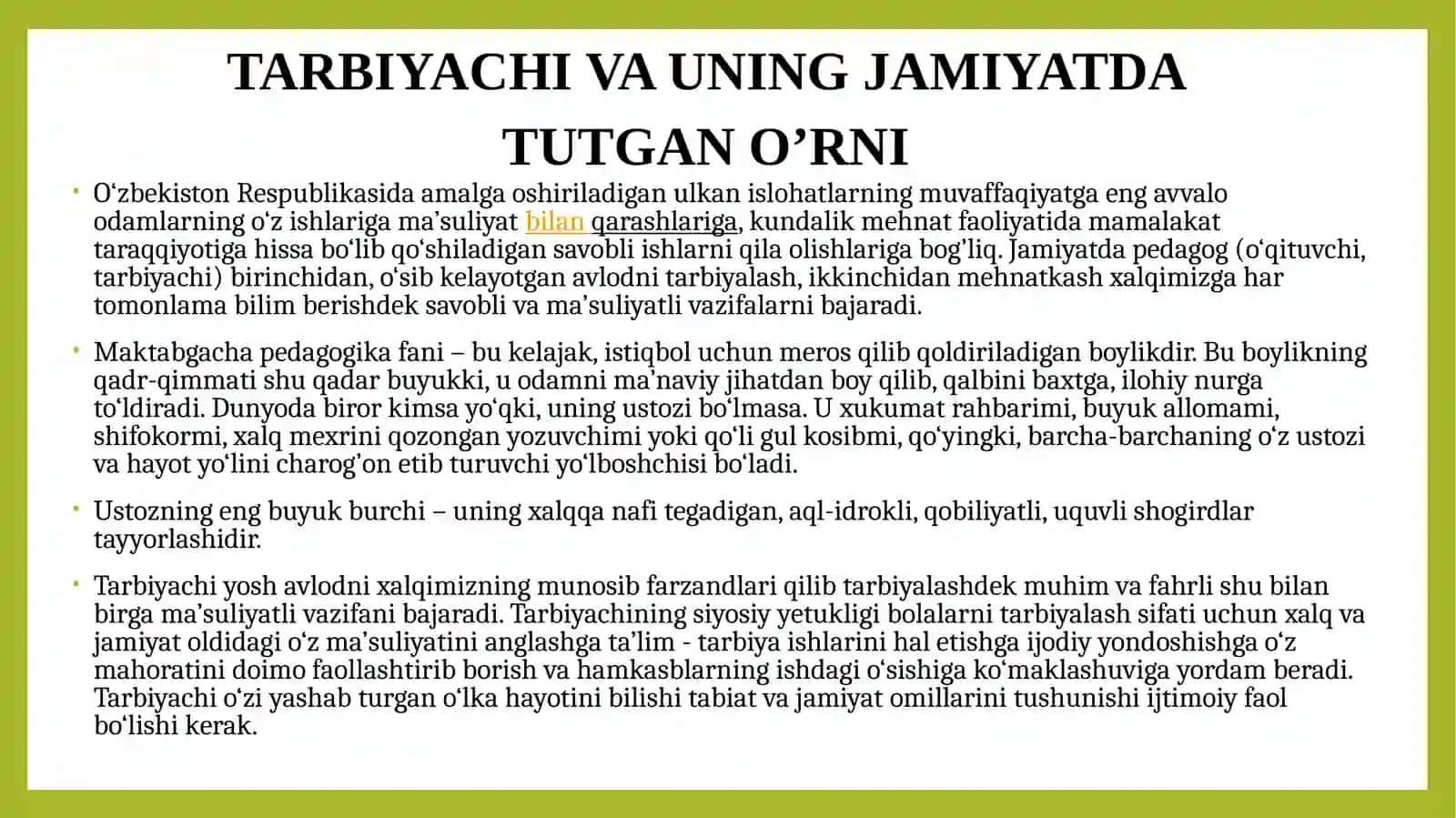 TARBIYACHI VA UNING JAMIYATDA TUTGANOʼRNI 3