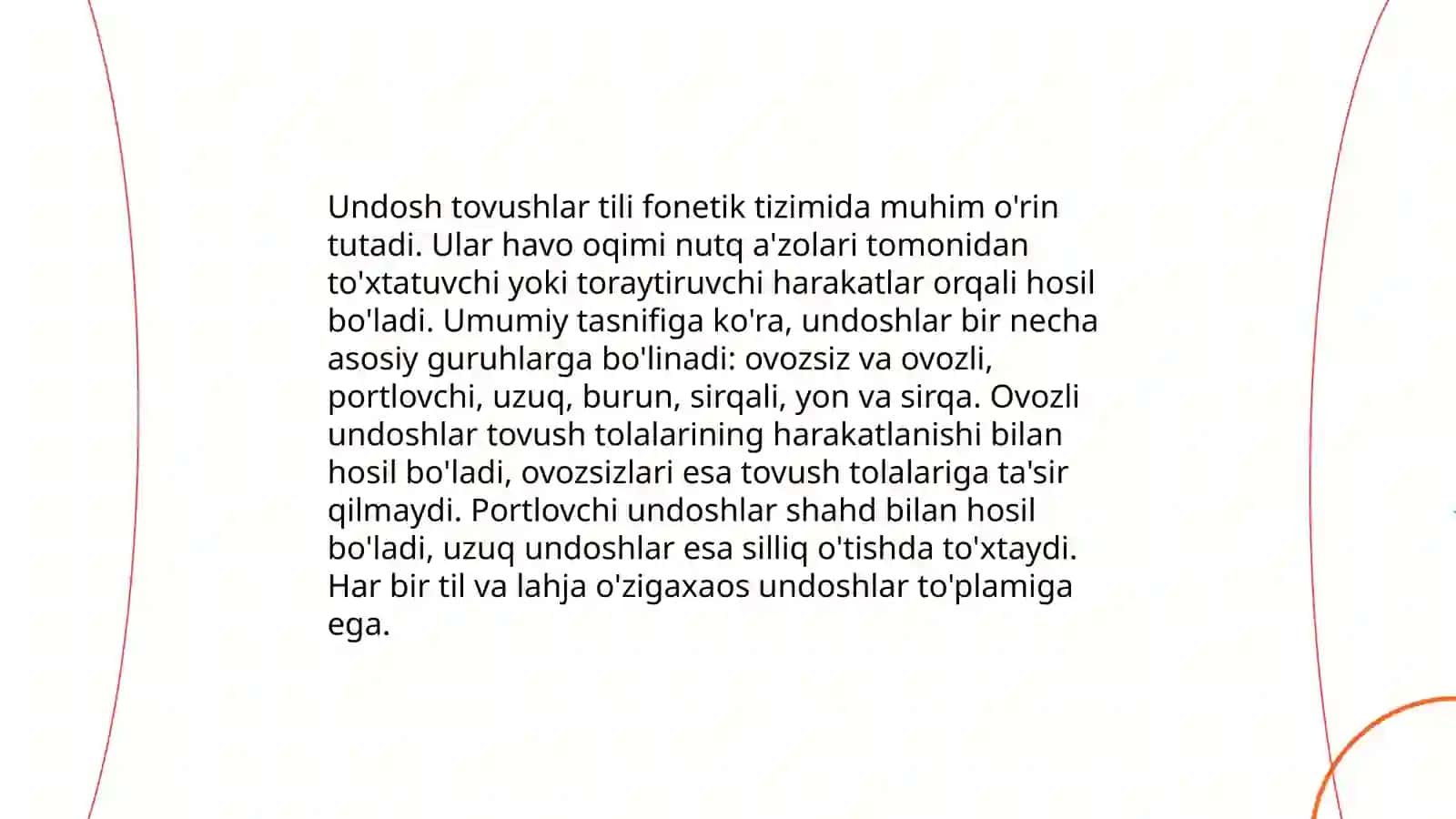 Undosh tovushlar tasnifi, tahlili va talaffuzi 3