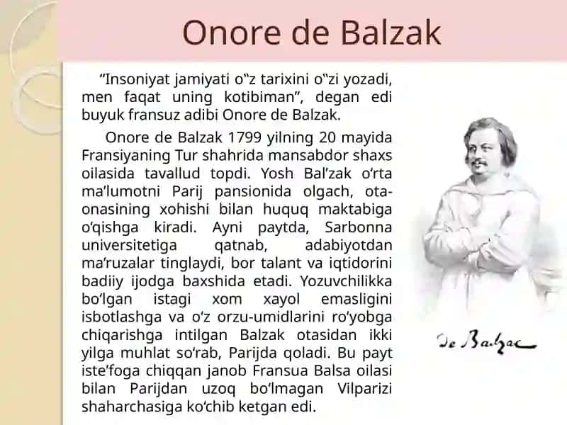 Usmonovazohida NING ADABIYOT SHUNOSLIK FANIDAN BADIIYA SAR TAHLILI SAG’RI TERI TILSIMI ONORE DE BALZAK 3