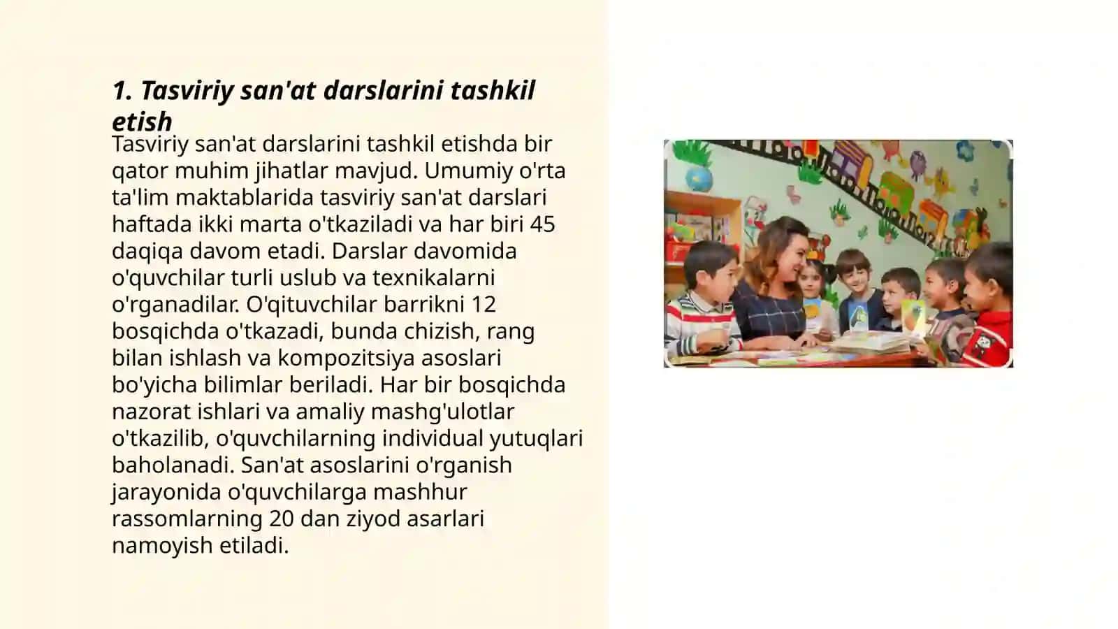Tasviriy san'at darslarini tashkil etish 3