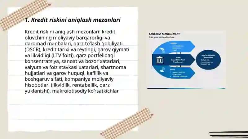 Kredit riskini aniqlash mezonlari 3