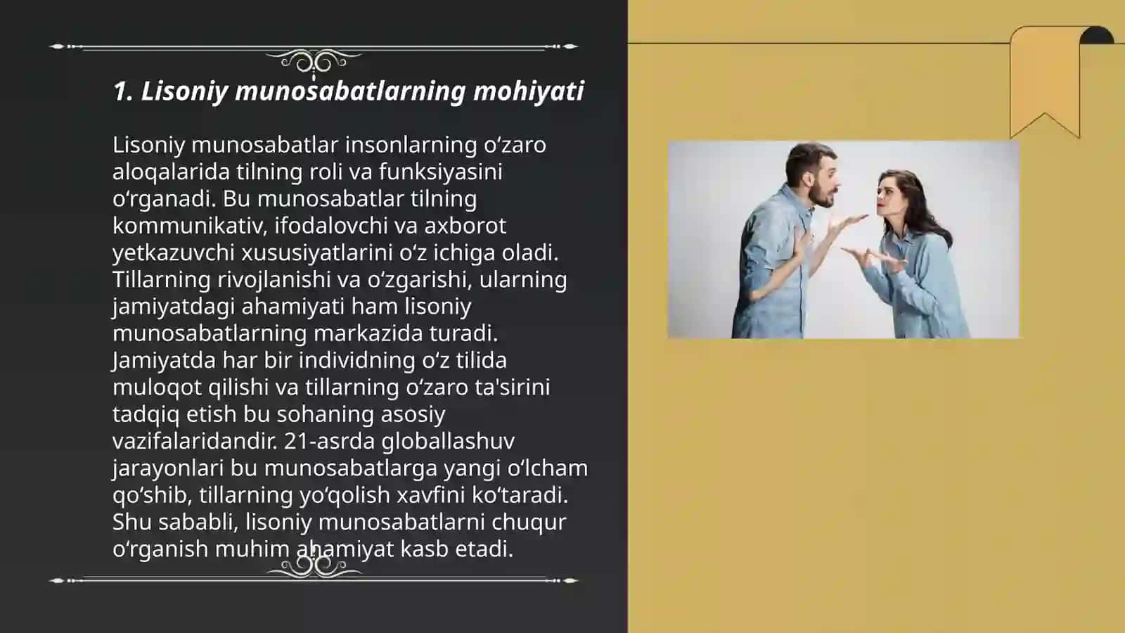 Lisoniy munosabat va lisoniy ziddiyat bòyicha mashqlar tahlili 3
