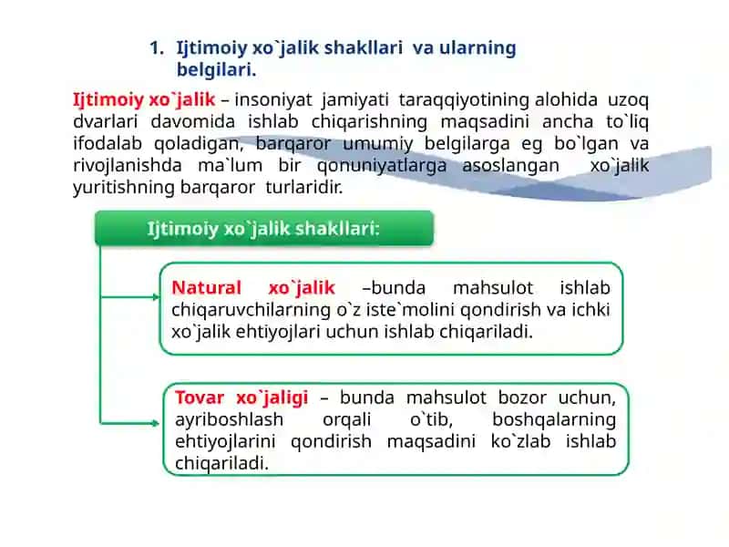 Ijtimoiy xo`jalik shakllari vaularningbelgilari 3