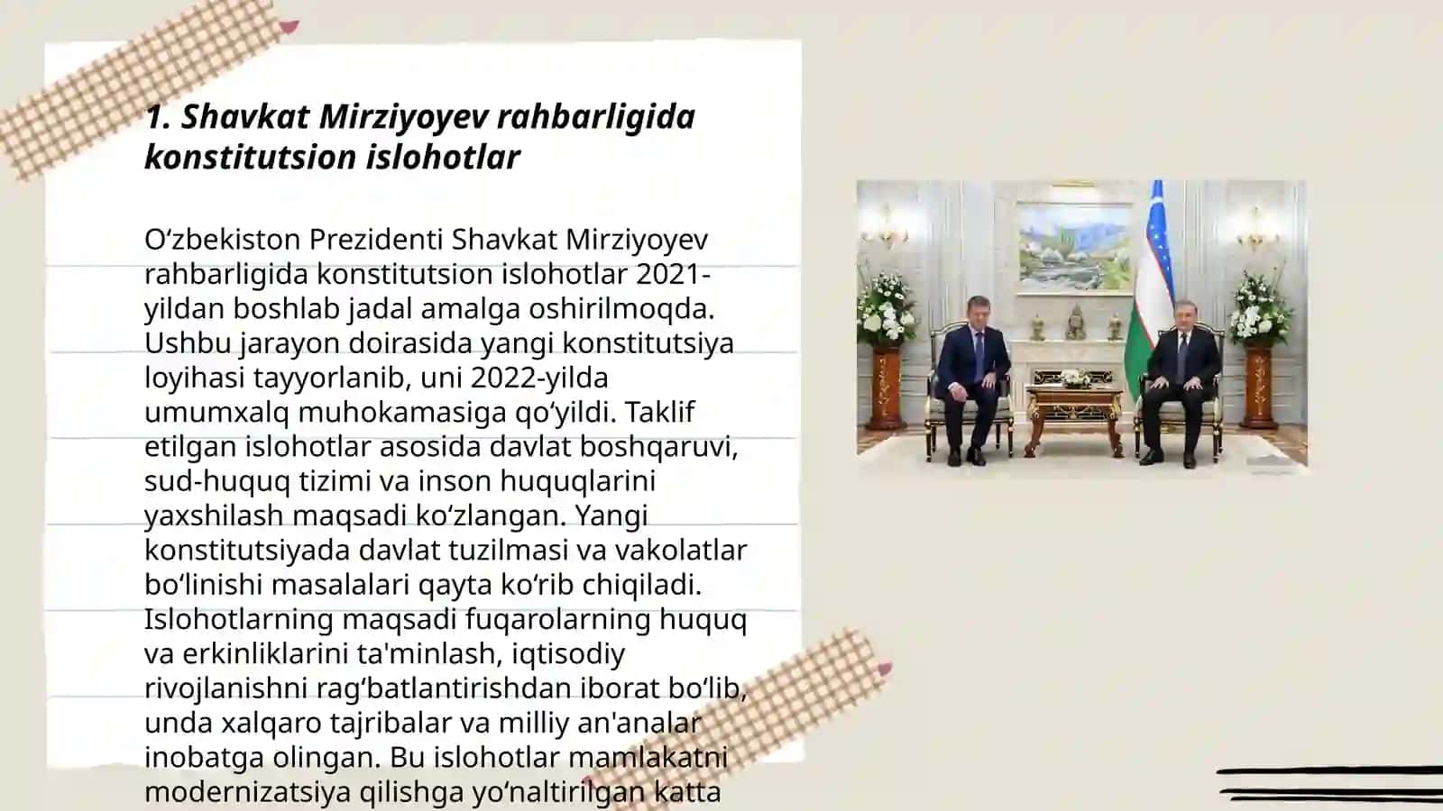 Shavkat Mirziyoyev rahbarligida konstitutsion islohotlar 3