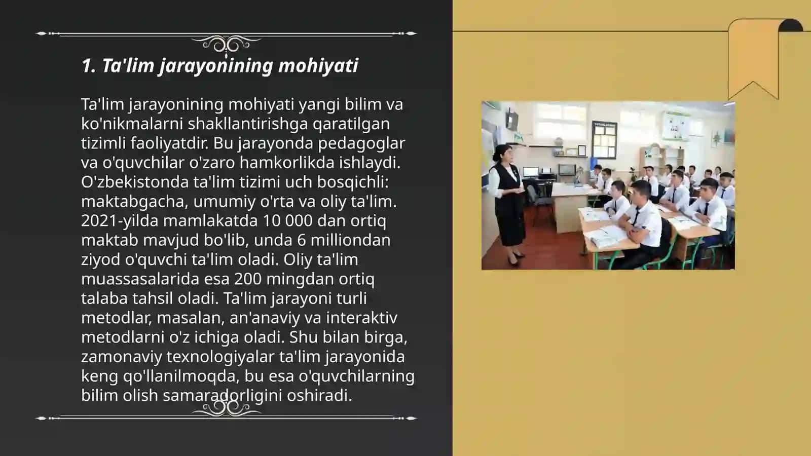 Ta'lim jarayoni yagona pedagogik tizim sifatida. Ta'lim tamoyillari 3