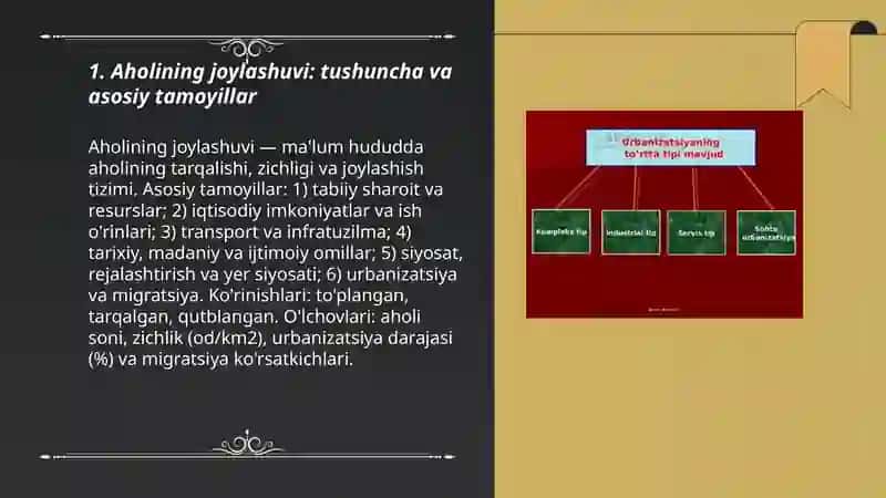 Aholining joylashuvi va urbanizatsiya 3