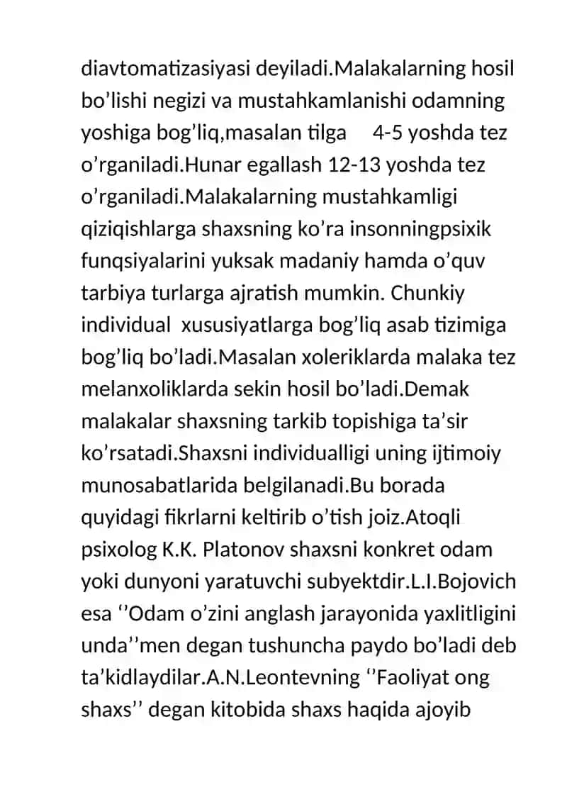 Shaxsning malaka va odatlari 3