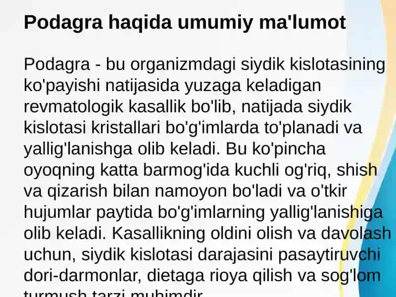 Podagra va Semizlikni Bartaraf Etuvchi Vositalar 3