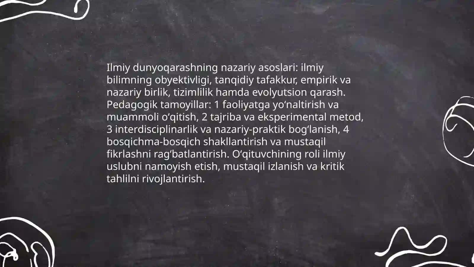 Ilmiy dunyoqarashni shakllantirish va o'quvchilarni aqliy tarbiyalash cho'liyeva shahzoda 3