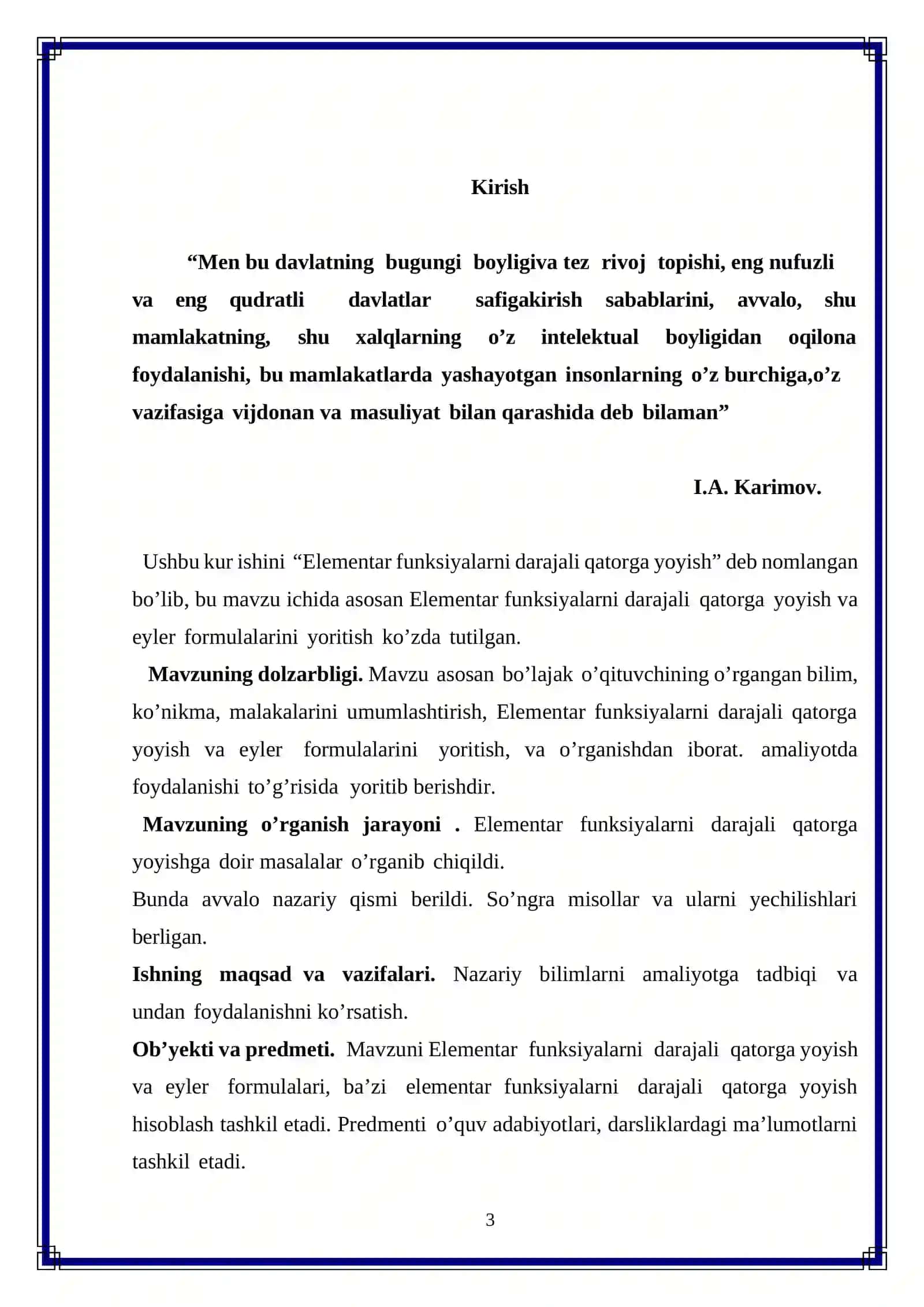 Elementar funksiyalarni darajali qatorga yoyish 3