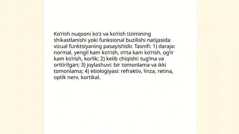 Ko‘rish nuqsonlari: turlari va sabablari 3