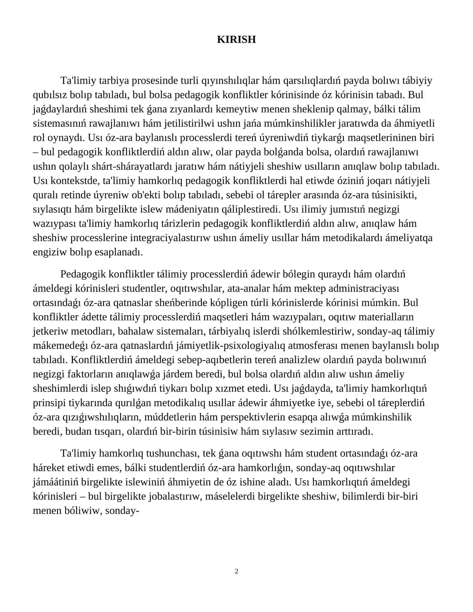 Ta’limiy hamkorlik pedagogik konfliktni hal etishning samarali shakli. 3