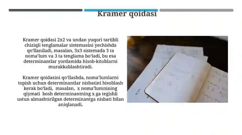 Chiziqli algebraik tenglamalar sistemasini yechishning kvadrat ildizlari 3