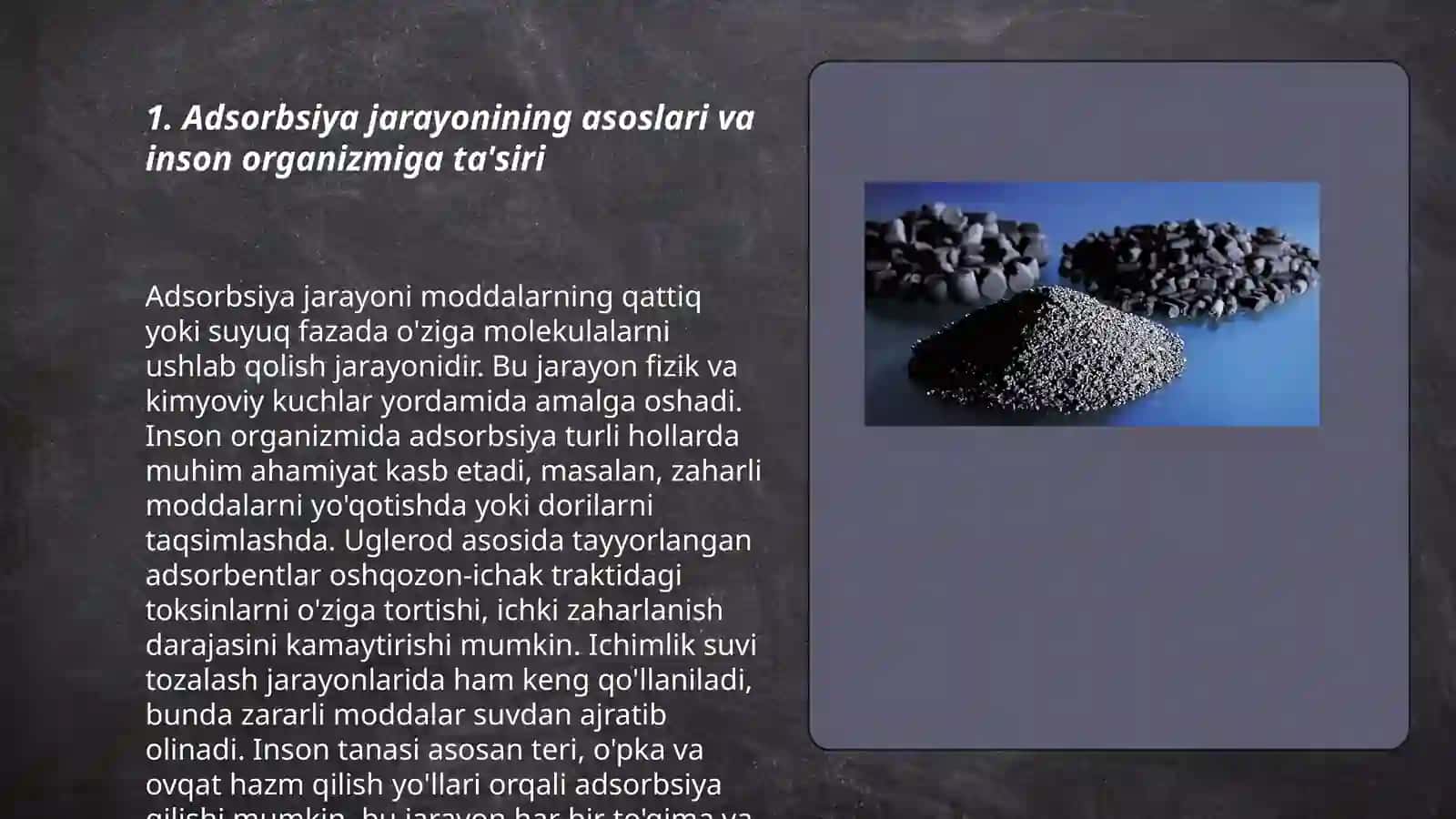Adsorbsiya jarayonini inson organizmiga bog’liqligi va shu bilan bog’liq kasalliklar 3