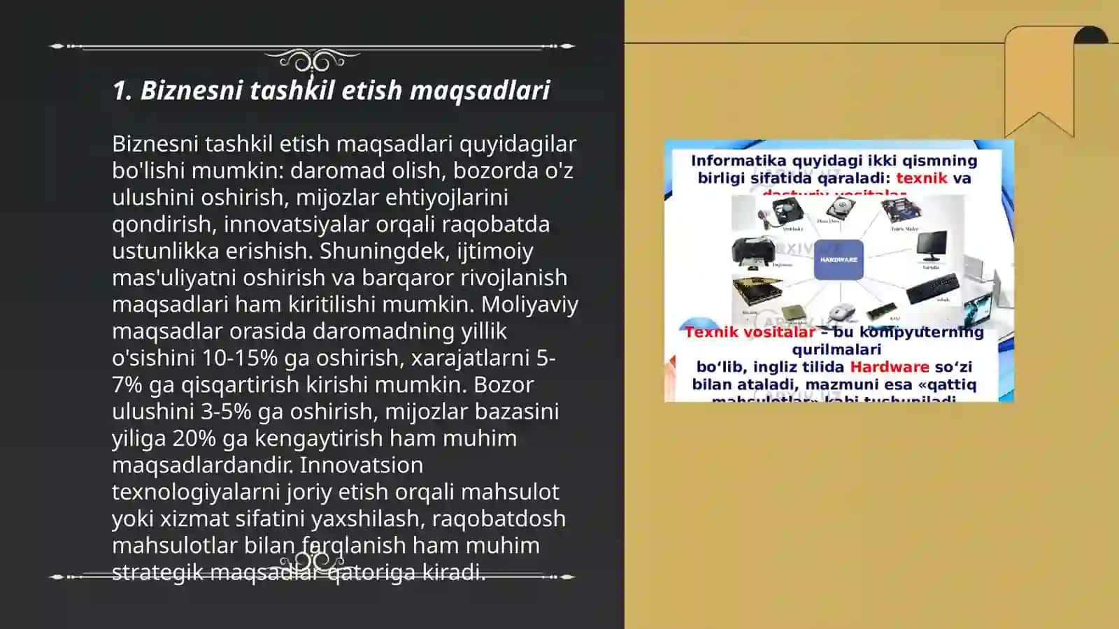 Biznesni tashkil etishning maqsadi va vazifalari 3