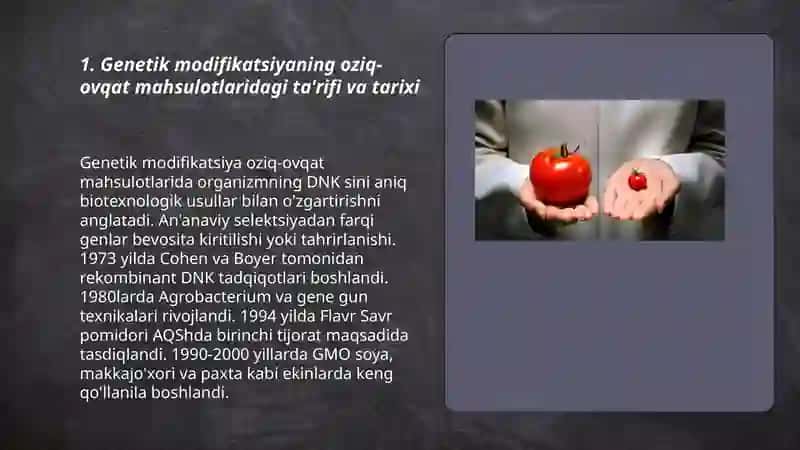 Oziq-ovqat mahsulotlarida genetik modifikatsiyaning roli 3