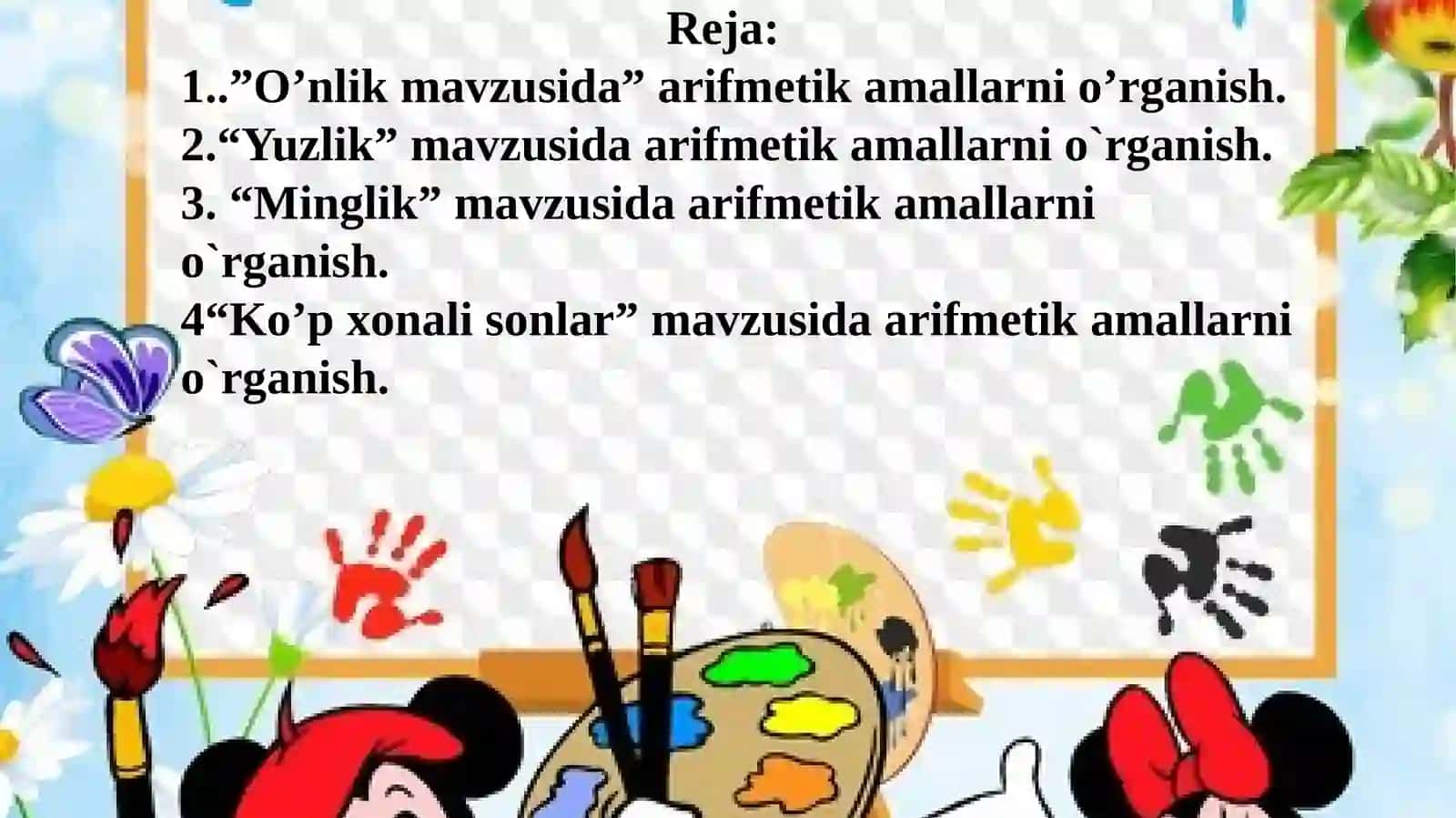 O’nlik mavzusida arifmetik amallarni o’rganish 3