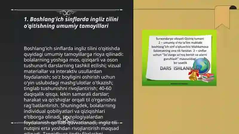Boshlang'ich sinflarda ingliz tilini o'qitish tamoyillari 3