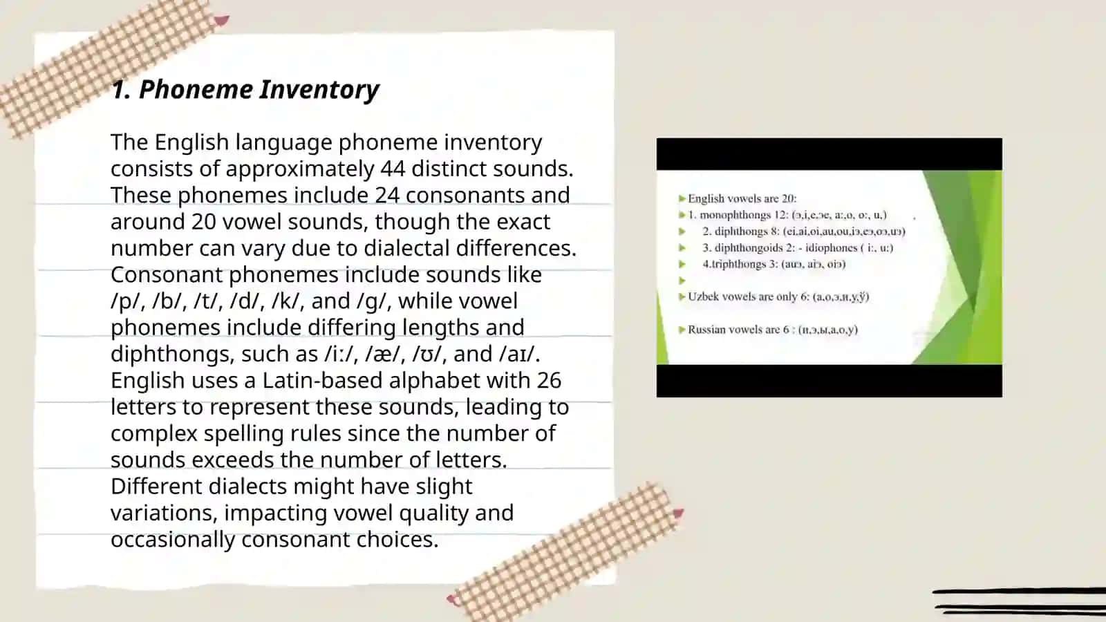 Typological characteristics of phonological system in English, Uzbek and Russian languages 3