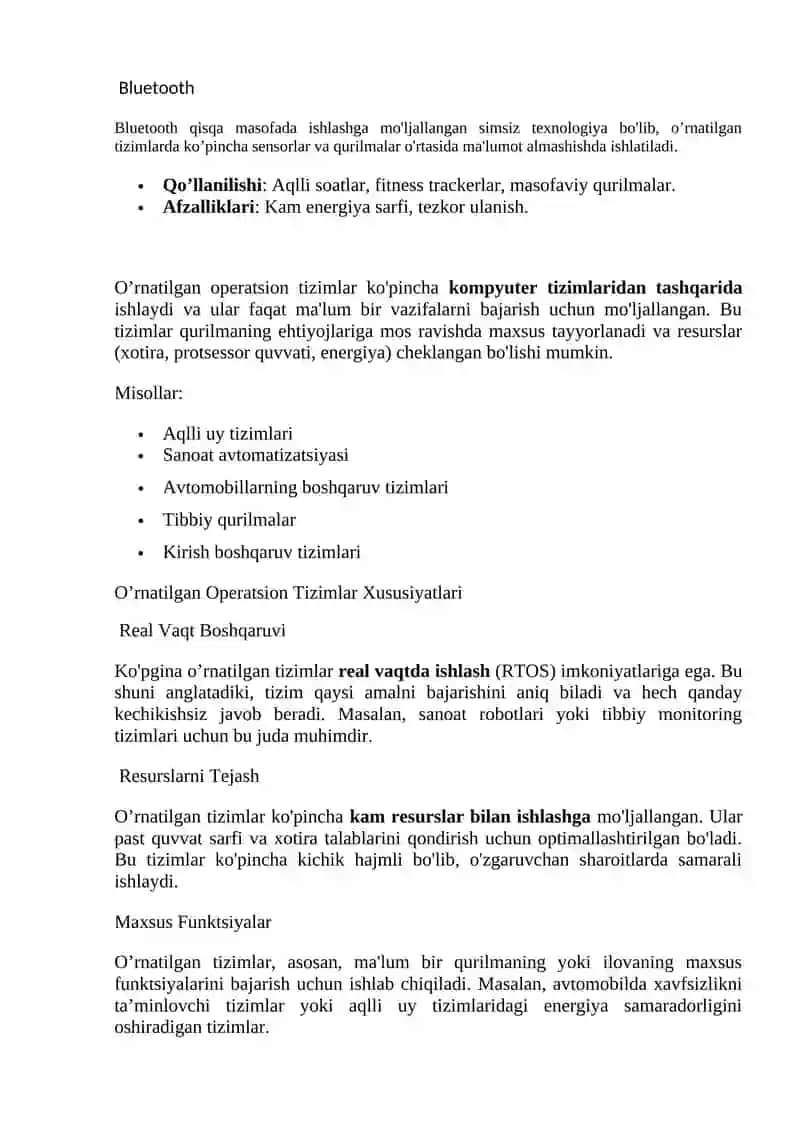 O’rnatilgan operatsion tizimlar ulanishlar 3