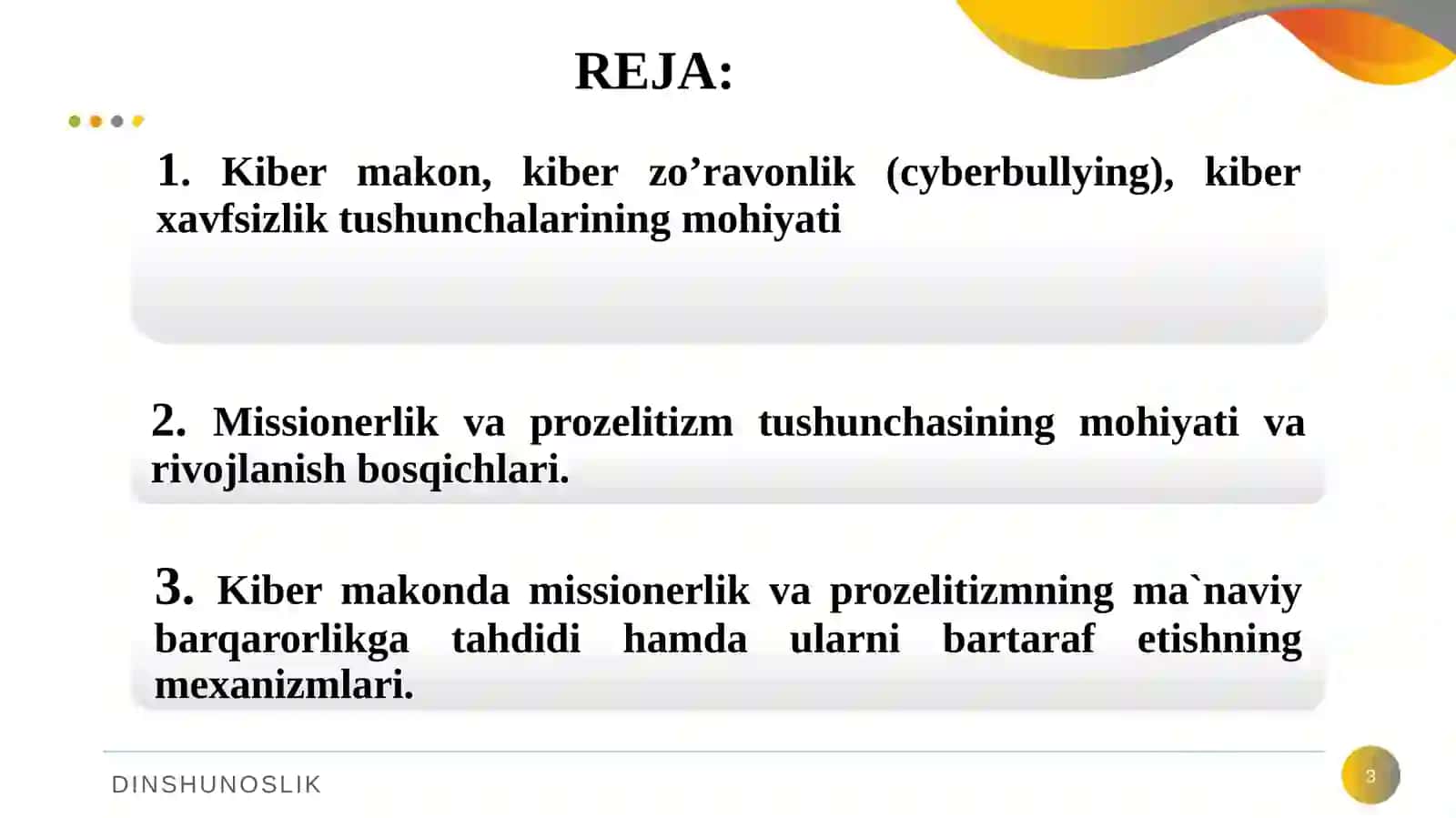 Dinshunoslik.O’quvqo’llanma 3