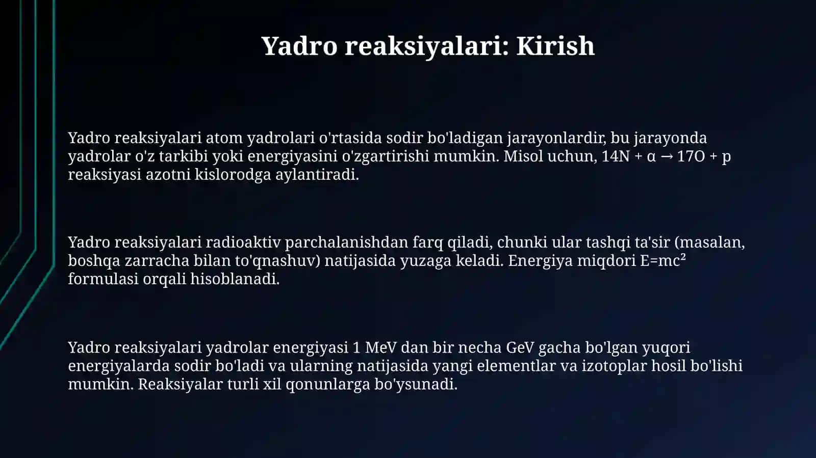 Yadro reaksiyalari va ularning xillari va mexanizmi 3