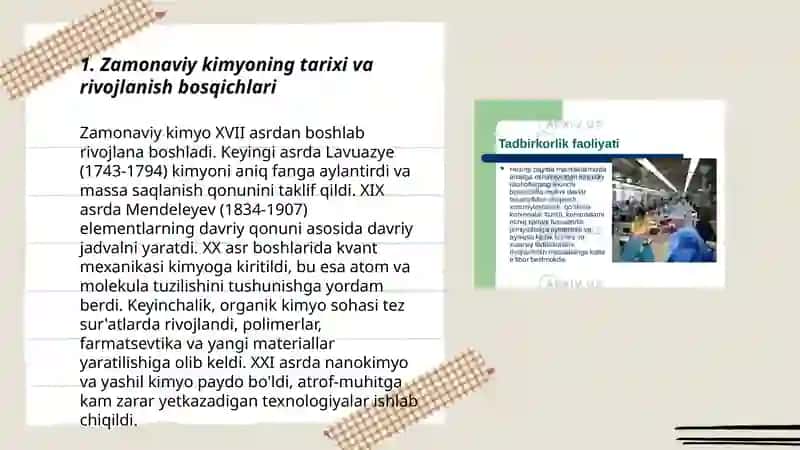 Zamonaviy kimyoning rivojlanish bosqichlari 3